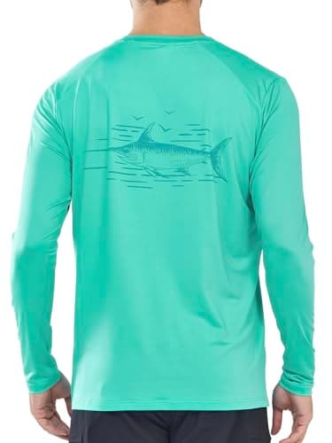 UPF 50+ Sun Protection NorthYard Men's Long Sleeve Swim Shirt
| Lightweight Quick Dry NorthYard Men's SPF 50+ Swim Rash — Lakeblue