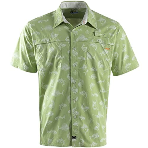 Salt Life Men's Fish 'N Bones Short Sleeve Performance Shirt — Sea Grass