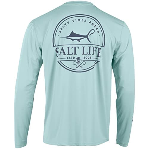 Salt Life Men's Dragnet SLX Long Sleeve Classic Fit Fishing Shirt — Light Aruba