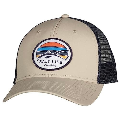 Salt Life Men's Summer Wide Brim Hat for Fishing and Outdoor Activities UV Protection Lightweight Breathable Hat with Ad