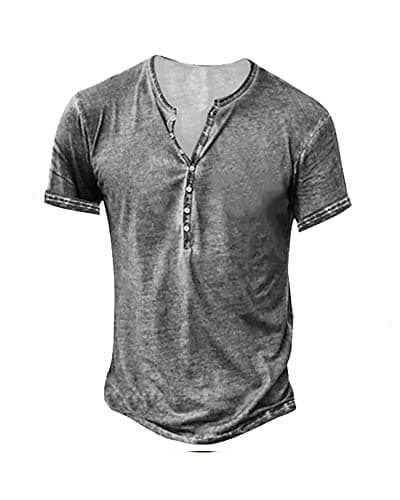 Beautyshow Men's Retro Distressed Henley Shirts Casual Button Down for Men
| Beautyshow Mens Washed Short Sleeve Tees C — 1-light Grey