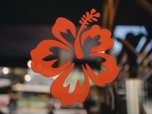 Hawaiian Hibiscus Flower Decal - Perfect for Car and Truck Outdoors - Durable Hawaii Bumper Stickers - 4-Inch by |25-Inc — Orange