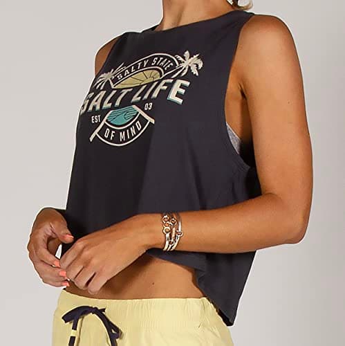 Salt Life Women's First Light Cropped Muscle Tank - Lightweight Breathable Summer Tops for Sweat-Free Fitness Sessions