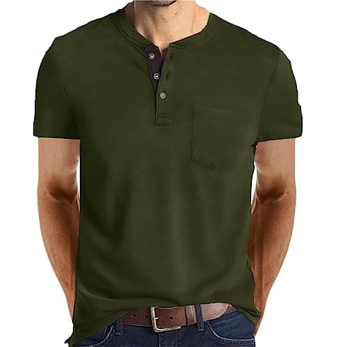 Lexiart Mens Fashion Henley Shirts Long Sleeve Buttoned Cotton T-Shirt Ideal for Casual Wear
| Lexiart Mens Fashion Hen — Green-2