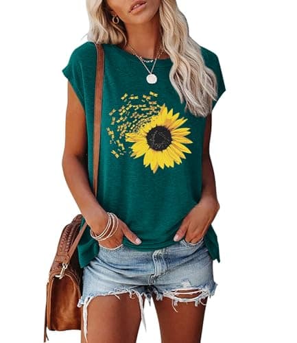 JNIFULI Women's Casual Summer Short Sleeve Graphic Tees Funny Dragonfly Printed Cute Tops
| JNIFULI Women's Funny Drago — X-dark Green