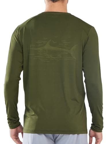 UPF 50+ Sun Protection NorthYard Men's Long Sleeve Swim Shirt
| Lightweight Quick Dry NorthYard Men's SPF 50+ Swim Rash — Armygreen