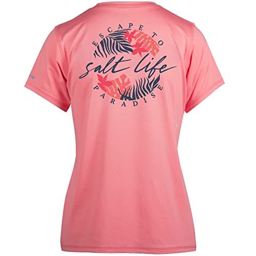 Salt Life Women's Oasis Short Sleeve Performance Shirt for Summer Outdoor Activities Quick Dry Breathable Lightweight — Coral Heather