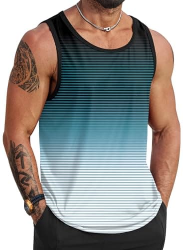 VOGSTART Mens Summer Beach Tank Tops Vacation Sleeveless Shirts (S-3XL)  
VOGSTART Mens Muscle Tank Tops for Summer Beac — Blue