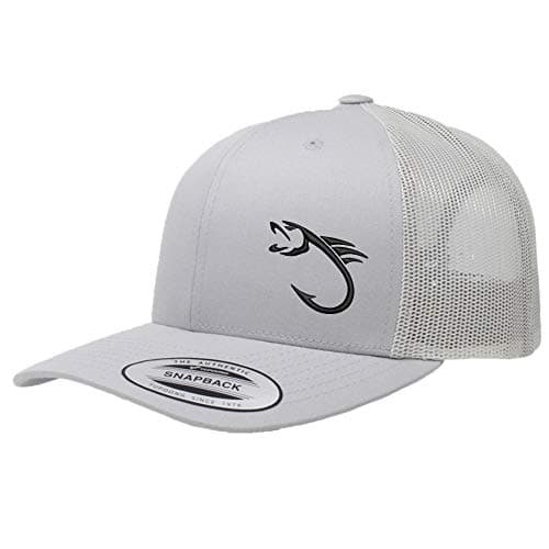Love Sketches Embroidered Fishing Hat for Men & Women | Fish Trucker Hat Men Snapback Hats | Best Dad Fishing Gift — Silver-bhblk