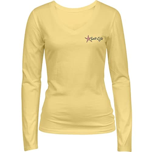 Salt Life Women's Turtle Reed Long Sleeve V-Neck Tee for Beach Wear Sun Protection Relax Printing