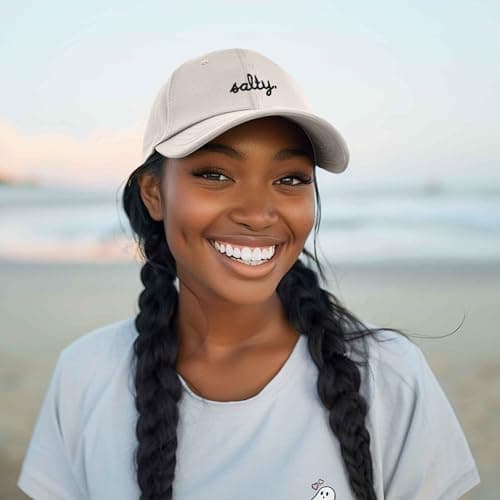 DALIX Adjustable Salty Embroidered Cotton Beach Baseball Cap for Women Sun Protection