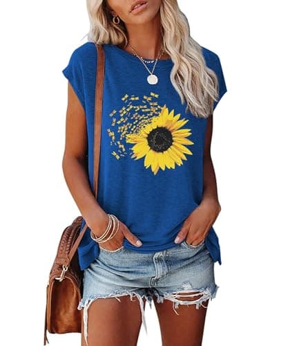 JNIFULI Women's Casual Summer Short Sleeve Graphic Tees Funny Dragonfly Printed Cute Tops
| JNIFULI Women's Funny Drago — X-royal Blue