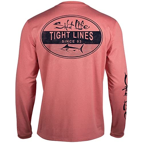 Salt Life Men's Performance Long Sleeve Shirt for Outdoor Activities Quick Dry Moisture Wicking Polyester Shirt Size M