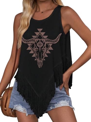 Lanmertree On Cruise Time Women's Summer Coconut Tree Sleeveless Shirts for Casual Beach Vacation
| Lanmertree Women's — Tassel-black