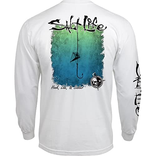 Salt Life Men's Fade Long Sleeve Shirt for Outdoor Summer Fashion — White