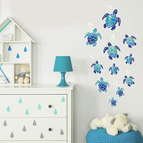 Sea Turtle Wall Decals for Home Office Decoration (Blue)  
Sea Turtle Vinyl Stickers for Nursery Room Decoration (Blue)