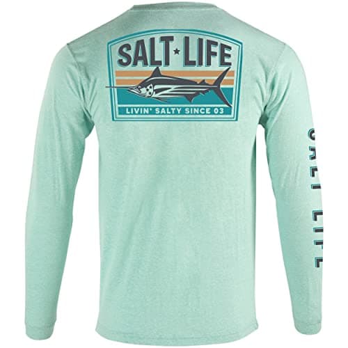 Salt Life Men's Marlin Intent Long Sleeve Tee - Fishing Shirt for Men, Lightweight and Breathable, Perfect for Summer Be — Sea Glass
