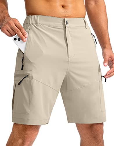 Pudolla Men's Lightweight Outdoor Hiking Cargo Shorts for Travel Golf Camping
| Pudolla Men's 9" Zipper Pockets Hiking — Khaki