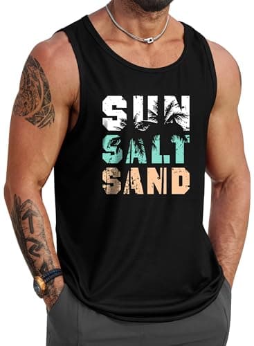 VOGSTART Mens Summer Beach Tank Tops Vacation Sleeveless Shirts (S-3XL)  
VOGSTART Mens Muscle Tank Tops for Summer Beac — Black 1