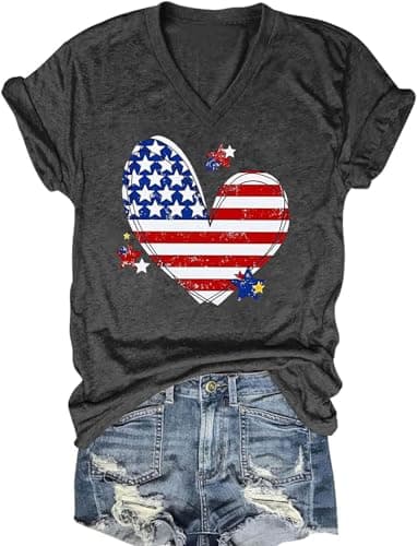 Women's Boho V-Neck Flowers T-Shirt Wildflowers Graphic Summer Tee
| Cute Women's V-Neck Wildflowers Graphic Short Slee — U-dark Gray2