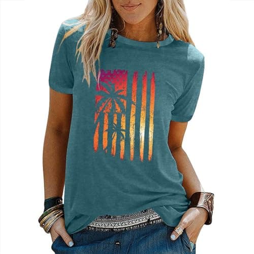Binshre Women's Beach Shirts Hawaiian Graphic Tees for Summer Vacation
| Binshre Vintage Tshirts for Women Yellow Graph — 8-green