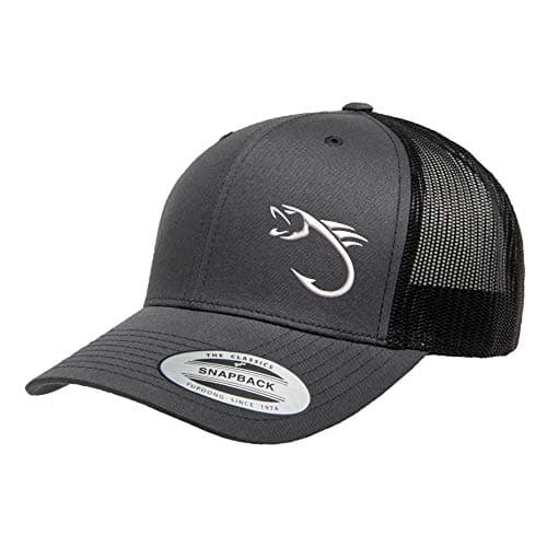 Love Sketches Embroidered Fishing Hat for Men & Women | Fish Trucker Hat Men Snapback Hats | Best Dad Fishing Gift — Charcoal/Black-bhwt