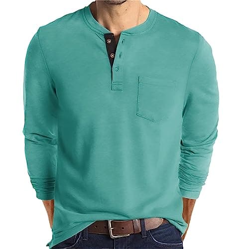 Lexiart Mens Fashion Henley Shirts Long Sleeve Buttoned Cotton T-Shirt Ideal for Casual Wear
| Lexiart Mens Fashion Hen — Blue-3