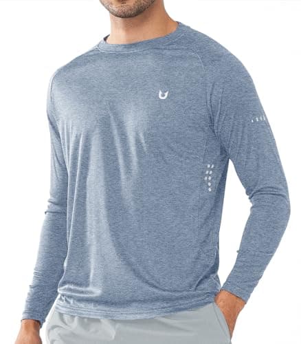 NORTHYARD Men's Sun Protection UPF 50+ Long Sleeve Swim Rash Guard Shirt for Workout Running UV Protection Fish Hiking — Blueheather