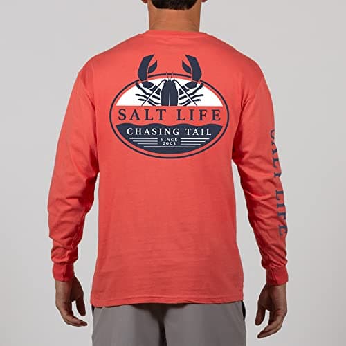 Salt Life Men's Lobster Tail Long Sleeve Tee for Casual WearComfortable Cotton Fabric, Bright Colors, Unisex StyleSized