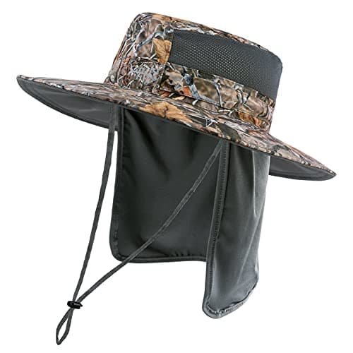 BASSDASH UPF 50+ Sun Fishing Hat for Men Water Resistant with Detachable Neck Flap Global Recycled Standard Global Recyc — Autumn Forest