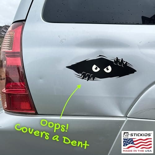 Peeking Monster Car Decal - Large Vinyl Bumper Sticker for Cars and Trucks - Made in USA - Dents & Scratches - Heavy Dut
