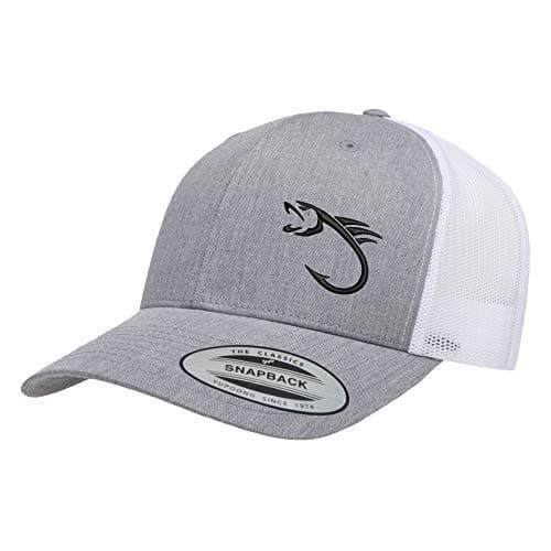 Love Sketches Embroidered Fishing Hat for Men & Women | Fish Trucker Hat Men Snapback Hats | Best Dad Fishing Gift — Heather/White-bhblk