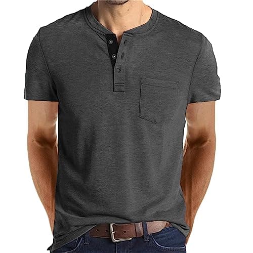 Lexiart Mens Fashion Henley Shirts Long Sleeve Buttoned Cotton T-Shirt Ideal for Casual Wear
| Lexiart Mens Fashion Hen — Dark Grey-2