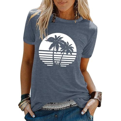 Binshre Women's Beach Shirts Hawaiian Graphic Tees for Summer Vacation
| Binshre Vintage Tshirts for Women Yellow Graph — 7-k Clear Blue
