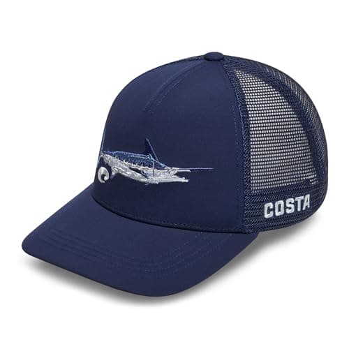 Costa Del Mar Men's Marlin Stitched Trucker Hat Cool Beach Wear Wide Brim UV Protectioninantioxidant Protection Sun Prot