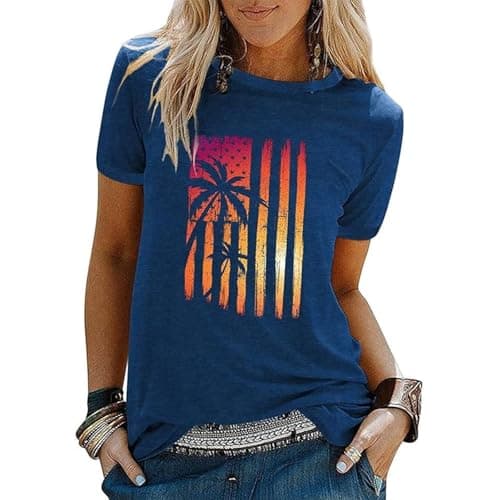 Binshre Women's Beach Shirts Hawaiian Graphic Tees for Summer Vacation
| Binshre Vintage Tshirts for Women Yellow Graph — 8-blue1