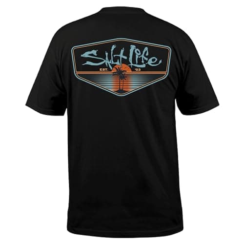 Salt Life Men's Summer Comfortable Casual Tee for BeachVacation Relaxing and Stylish Short Sleeve Shirt Salt Life Men's — Black