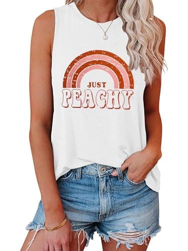 IRISGOD Women's Loose Fit Summer Graphic Tank Tops for Workout and Casual Wear
| IRISGOD Women's Cute Summer Graphic Sl — 25y-207 Peachy (White)