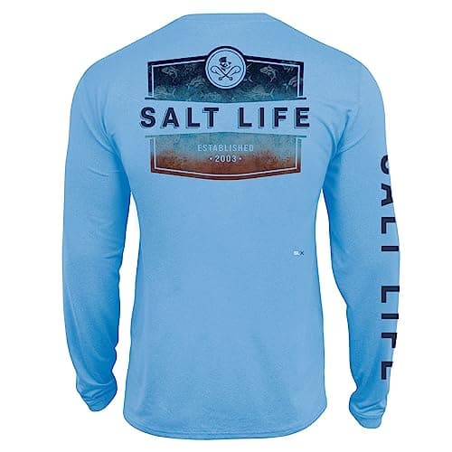 Salt Life Men's Performance Long Sleeve Tee For Outdoor Activities Breathable Stretch Fabric — Azure Heather