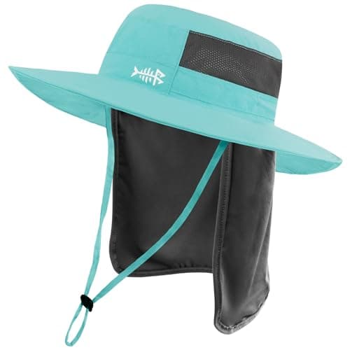 BASSDASH UPF 50+ Sun Fishing Hat for Men Water Resistant with Detachable Neck Flap Global Recycled Standard Global Recyc — Turquoise