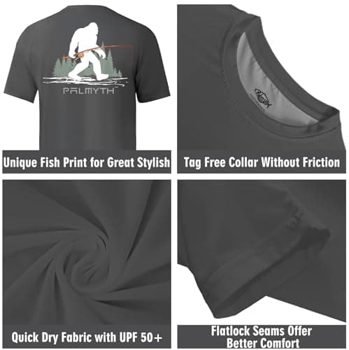 Palmyth Men's Fishing Shirt Short Sleeve Sun Protection UV UPF 50+ SPF Versatile Summer Outfit