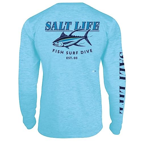 Salt Life Men's Tuna Town Long Sleeve Performance Tee + Core Stretch + Active Men + Outdoor Adventures + Moisture Wickin