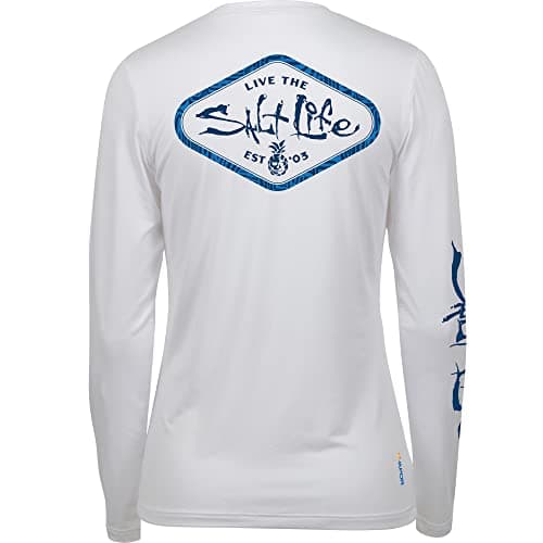 Salt Life Women's Simply Salty Long Sleeve Performance Shirt for Active Women on Beach Days and Beyond Comfort, Breathab — White