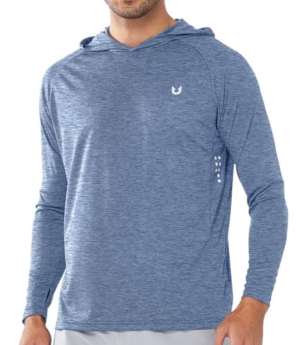 NORTHYARD Men's UPF 50+ Sun Protection Hoodie Shirts for Fishing and Running Quick Dry UV SPF — Blueheather