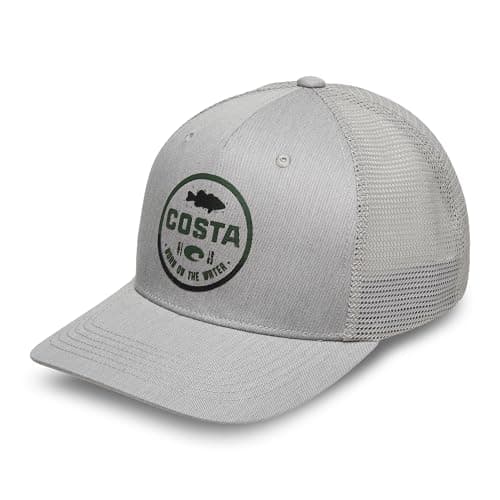 Costa Del Mar Unisex Adult Chatham Shark Twill Trucker Hat Adjustable Fit Wide Brim UV Protection Outdoor Activities Sun — Bass Gray