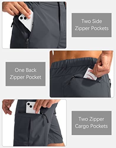 Pudolla Men's Lightweight Outdoor Hiking Cargo Shorts for Travel Golf Camping
| Pudolla Men's 9" Zipper Pockets Hiking