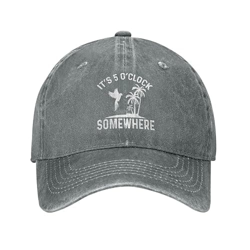 Philysonic 5 Oclock Somewhere Hat Women Baseball Hat for Summer Cool Hats — Gray