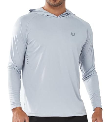 NORTHYARD Men's UPF 50+ Sun Protection Hoodie Shirts for Fishing and Running Quick Dry UV SPF — Lightgrey