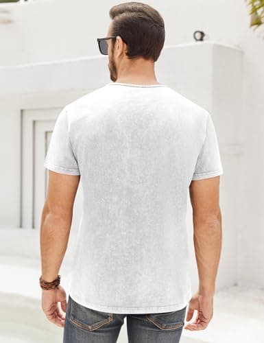 Beautyshow Men's Retro Distressed Henley Shirts Casual Button Down for Men
| Beautyshow Mens Washed Short Sleeve Tees C