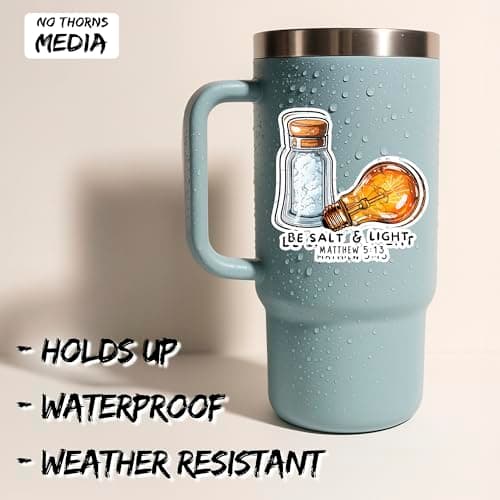 Waterproof Vinyl Decal for Laptop Salt and Light Sticker - Durable Funny Aesthetic Long-Lasting Stickers for Adults ID4